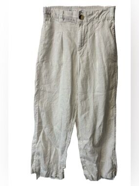 H by Halston White Linen Pants Size M Coastal Summer Wide Leg